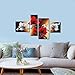 Wieco Art the Back Full Bloom in Spring Red Flowers 100% Hand-painted 4 panels Flower Oil Paintings on Canvas Wall Art for Wall Decor Landscape Oil Painting on Canvas 4pcs/set