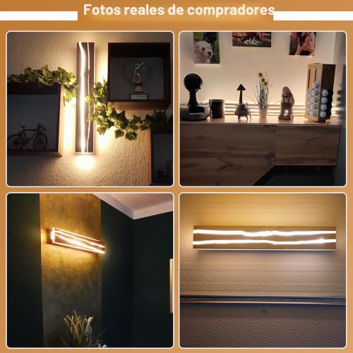ZMH Indoor LED Wall Lamp Industrial Vintage Wall Lamp Wood Wall Lamp 8W Warm White with for Bedroom Hotel Restaurant Cafe Room