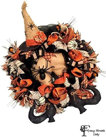 Witch Hat and Legs Ornament Halloween Front Door Wreath