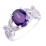 Empsoul Women 925 Sterling Silver Natural Fancy Filled 5-Stone Amethyst Topaz Flower Symbol Engagement Proposal Ring