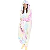 COSUSKET Snug Fit Flannel Onesie Pajamas for Women Tie Dye Costume