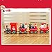 OULII Cute Wooden Mini Train Ornaments Kids Gift Toys for Christmas Party Kindergarten Decoration (Red)