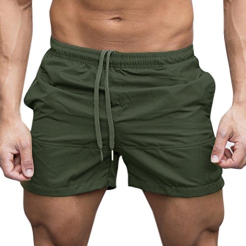 CieKen Men's Fitted Shorts Bodybuilding Workout Gym Running Tight Lifting Shorts (Army Green, Large) - Thumbnail 5