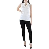 Anne Klein Womens Sleeveless Pleat-Neck Jersey Top