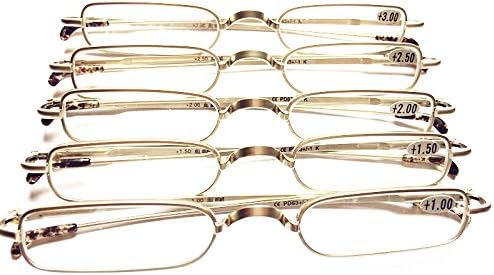 Slim reading glasses easy to carry,rectangular glasses stainless steel frame-Strength +1.00+1.50+2.00+2.50+3.00 Incl. Case