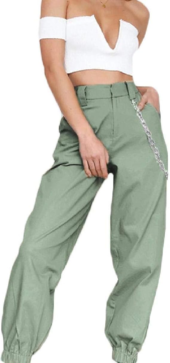 U/A Streetwear Cargo Pants Women Casual Black High Waist Loose Female