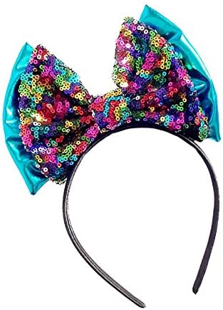 BIZAR Baby Girls Mermaid Sequins Big Bow Headband Bling Fish Scales Bowknot Party Hair Accessory