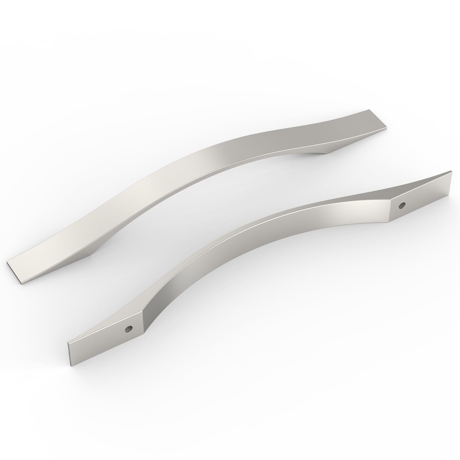 FURNIWARE Pack of 10 Brushed Nickel D-Shape Drawer Pulls, Kitchen Cabinet Handles 160mm (6.3 Inch) Hole Center, Modern Hardware Door Handles for Bathroom Cabinets Cupboard