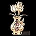Matashi Beautifully Crafted Tulips in A Vase Table Top Ornament Dipped in 24k Gold Plating Made with Genuine Crystals (Hummingbird, Clear Crystal)