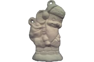 CREATIVE KREATIONS CERAMICS Santa Mouse on Chimney 3" Christmas Tree Ornament, Ceramic Bisque, Ready to Paint