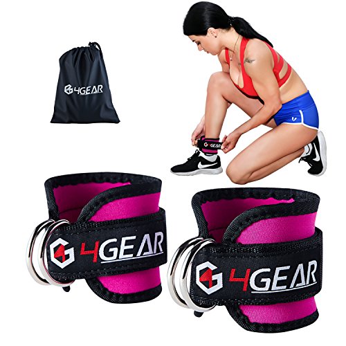 Ankle Straps for Cable Machines - Double D-Ring, Strong Velcro, Adjustable for Men and Women - Premium Ankle Cuffs for Abs, Leg & Glute Workouts - Carrying Bag Included