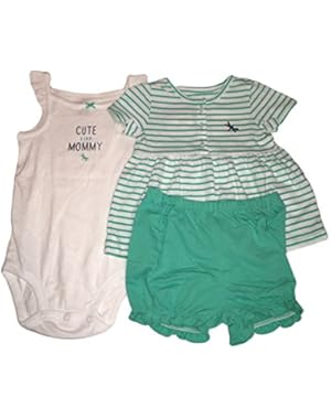 Carters Baby Girls 3 Piece Diaper Cover Set, White/ Green, 24 Months