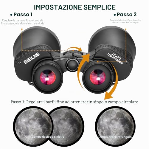 ESSLNB 15x70mm Astronomical Binoculars for Adults with Phone Adapter, Tripod Adapter and Prisma FMC Case for Earth Vision and Hunting