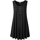 LARACE Tank Tops for Womens Summer Clothes Plus Size Sleevelss Tunic Button Down Shirts for Leggings