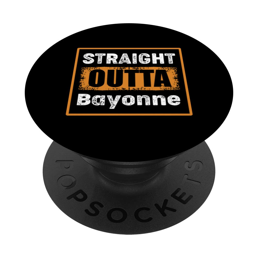 Straight Outta Bayonne New Jersey USA Retro Distressed Humor PopSockets Swappable PopGrip