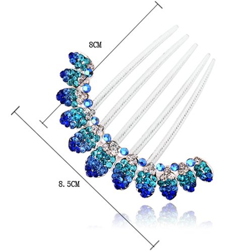 Iebeautywedding Hair claw Hair Styling Tools Gem Rhinestone Glitter Crystal Leaves Blue Hair Clip Comb