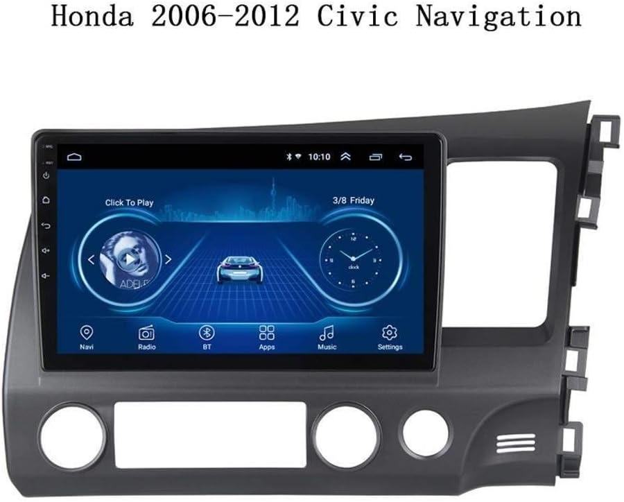 Car Stereo Multimedia GPS Navigation System, Entertainment Radio In-Dash Video, HD Digital Multi-touch Screen, Android 8.1 10.1 Inch for Honda Civic (2006-2012), Support Wifi Bluetooth,Wifi:1+16g