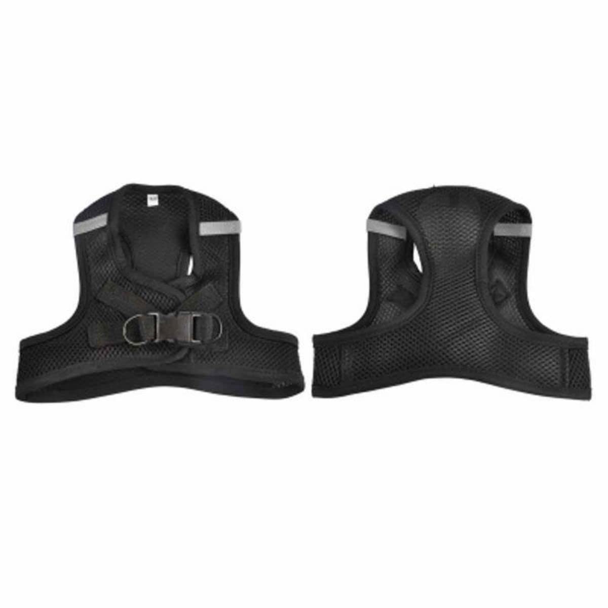 Adjustable Mesh Harness Reflective Strips Breathable Fabric L/33>48cm, Black