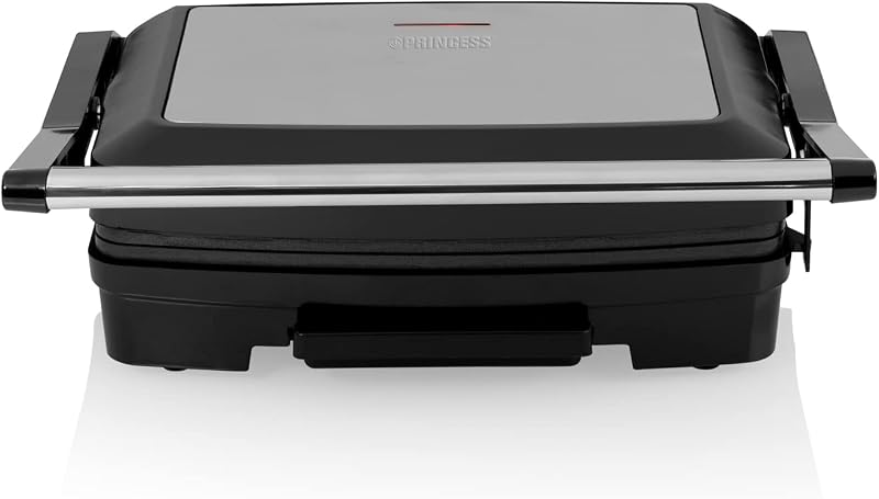 117501 Grelha com superfície de 23 x 15 cm, bandeja de gordura removível, tampa flutuante com bloqueio de segurança, revestimento antiaderente, base antiderrapante, 750 W