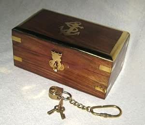 Caja de madera con cerradura de 2 llaves: Amazon.es: Hogar