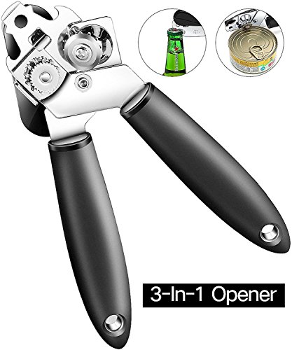 Can Opener, Manual Can Openers Smooth Edge Handheld Openers for Cans Easy Grip Stainless Steel