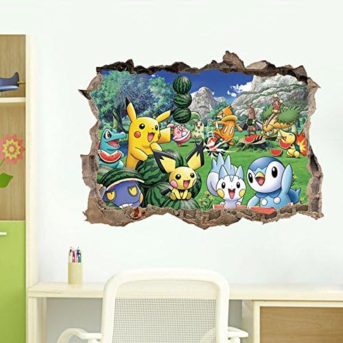 TopMall Pokemon Go Wall Sticker Cute 3D Pikachu Decals For Children Room Decor (Multi)