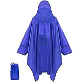 Cosmine Hooded Rain Poncho for Adult with Pocket, Waterproof Lightweight Unisex Raincoat Jacket for Hiking Camping Emergency