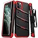 ZIZO Bolt Series iPhone 11 Pro Max Case - Heavy-Duty Military-Grade Drop Protection w/Kickstand Included Belt Clip Holster Tempered Glass Lanyard - Black/Red