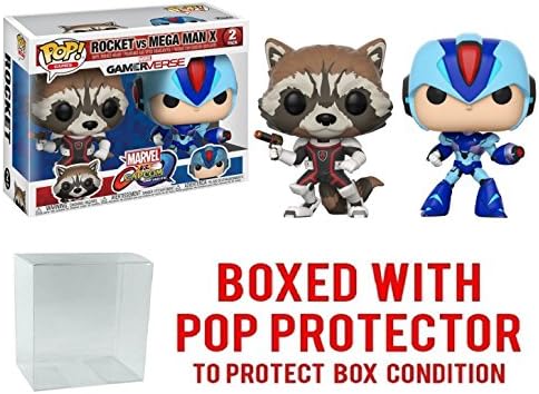 Funko Pop TV: Marvel Capcom-Rocket Raccoon Vs Megaman 2PK Collectible Figure (Bundled with Pop BOX PROTECTOR CASE)