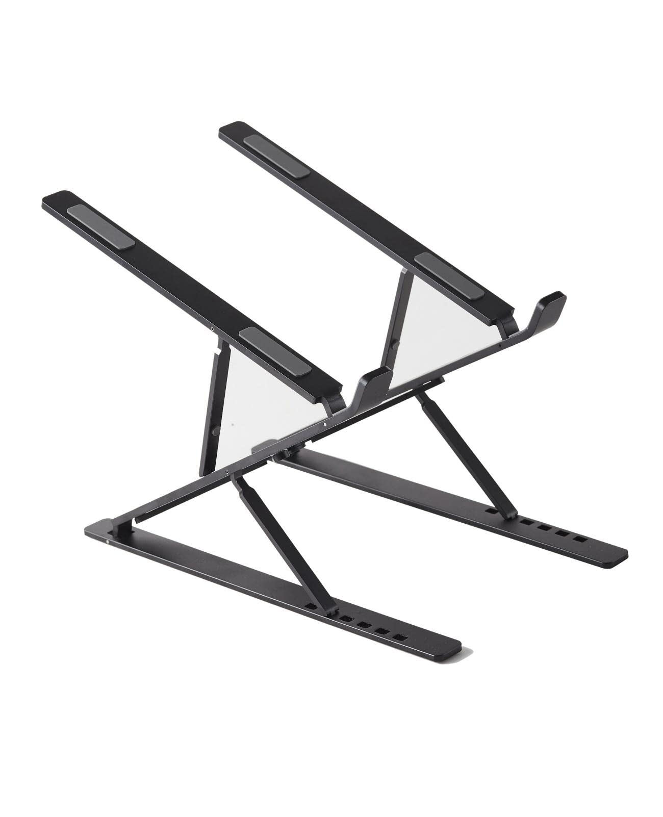 VVGAOGES Laptop Stand, Aluminium Height-Adjustable Ventilated Notebook Stand, Foldable Portable Laptop Stand Holder All 10-15.6 Inch Laptops Tablet（Black）