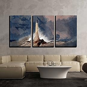 Vintage Eddystone Lighthouse Wall Decor x3 Panels