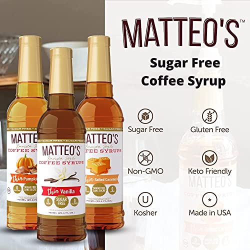 Matteo's Barista Style Sugar Free Coffee Syrup 6 Flavor Variety Pack