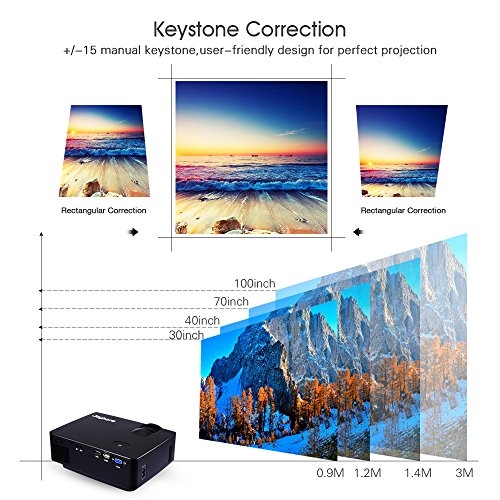 Projector,Full HD 2500Lumens Video Projector, Joyhero Portable Mini LED Projector 1920x 1080 Support 1080P HD for Home Cinema Theater Entertainment, Support PS4,Xbox HDMI/TF Card Slot/USB/VGA.(Black) - Thumbnail 2