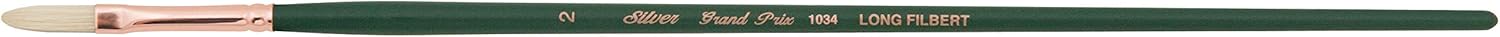 Silver Brush Limited 10342 Grand Prix Filbert Brush for Oil Paintings, Size 2, Long Filbert Long Handle
