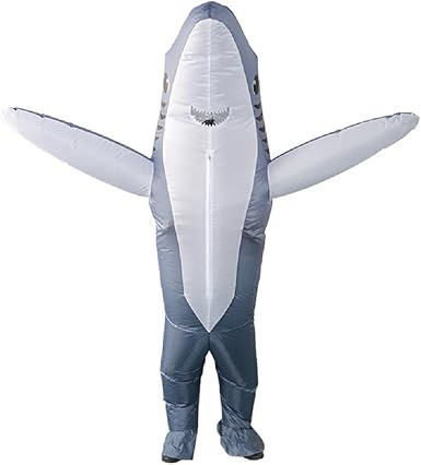 Amazon Com Shark Inflatable Costume Cosplay Halloween Funny Outfit Jumpsuit For Adult Style C Shark Grey Clothing