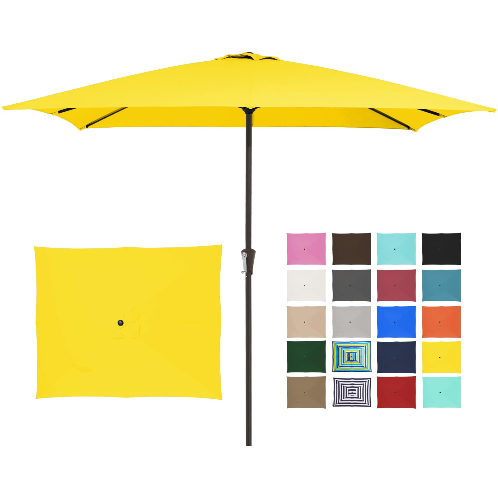 Photo 1 of JEAREY 8x10 ft Rectangular Patio Umbrellas Outdoor Table Market Umbrella w/Crank, 8 Sturdy Ribs, UV Protection Waterproof Sunproof for Garden, Deck, Backyard, Pool(Yellow)