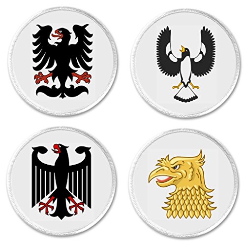 Set 4 Tribal Eagles 3" Sew On Patches Stylized Eagle Piping Shrike