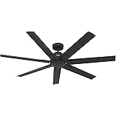 Hunter 60 inch Outdoor or Indoor Ceiling Fan without Light - Black Ceiling Fan with Wall Control, For Patio, Garage, or Porch