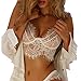 WYTong Sexy Lingerie Set, Women Babydoll Lace Floral Bra + G-String Nightwear Sleepwear (White, Asian:L)