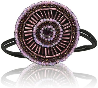 Purple Rhinestone and Beaded Round Bun Maker, Ponytail, Hair Tie - Hairtie for Pony Tail, Bun, Braid, Perfect for Prom, Party, Wedding, Bridesmaids, or Night Out