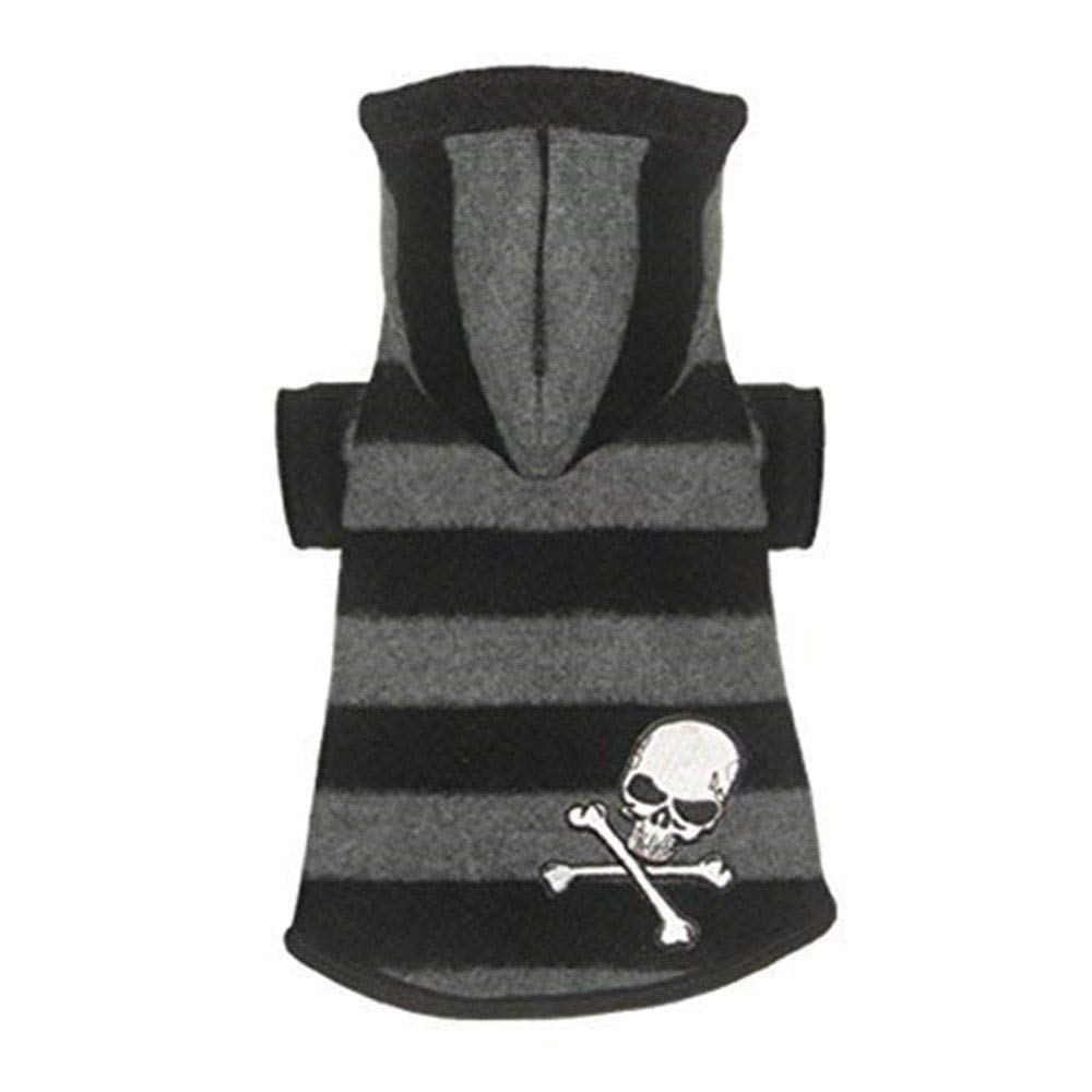 Hip Doggie HD-7SSSHG-S Super Soft Striped Hoodie - Dog Jumper, S, Grey