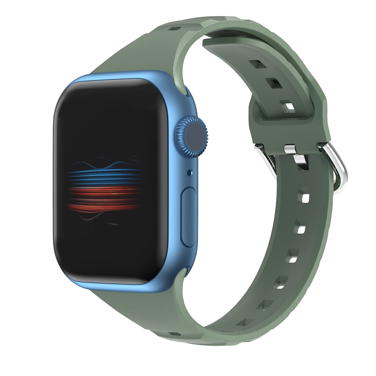 Fabstrap Strap Compatible with Apple Watch Straps 44mm 40mm 38mm 42mm 45mm 41mm Men Women, Soft Silicone Replacement Sport Band iWatch Series 7 6 5 4 3 2 1 SE, 38mm/40mm/41mm(Dark Green), GB-BL-L-S