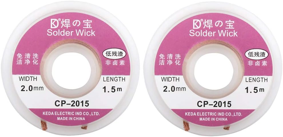 2pcs 5 ft. 2.0mm Width Desoldering Braid Solder Remover Wick Wire Solder Sucker Repair Tools Welding Accessories