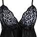 Women's Lace Sexy Lingerie Plus Size Babydoll Lace Chemise Sleepwear and Panty Black (2XL)