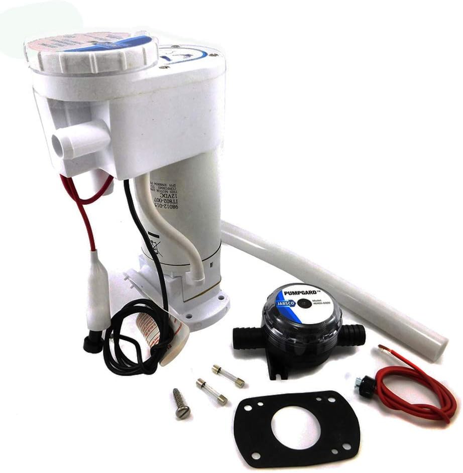 BTK - Kit de conversión y transformación de Bomba de Mano eléctrica Jabsco 29200-0120 - Recambio fácil Blanco - Servicios higiénicos - Aspirador de Agua de mar para Enjuague de inodoros
