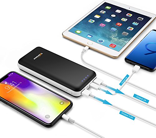 Topmate Power Bank Portable Charger 20000mAh External Battery with One Input 2.5Aï¼†Output 3A Type-C and Dual-Ports USB Output Backup Battery Packs for Android iOS Devices etc.|Black â€¦
