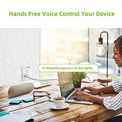 Smart Power Strip by Ankuoo,Smart Outlet Extender,3 USB Ports,2 AC Outlets Individual Control, WiFi Multi Outlet Wall Charger Compatible with Alexa,Google Home, Wireless Remote Control and Timer Via