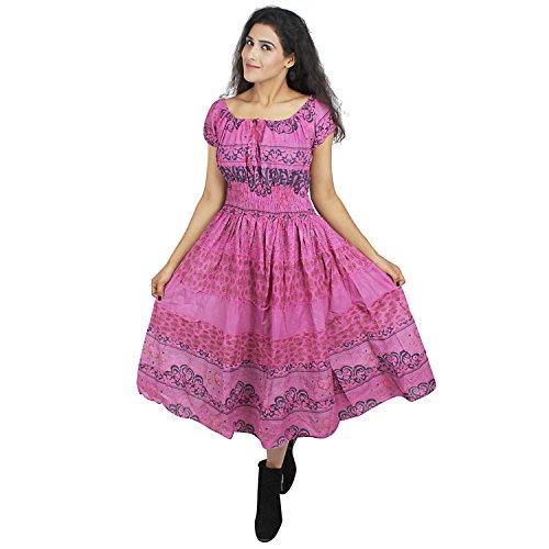 Suman Enterprises Jaipuri Fashionista Designer Traditional Cotton Long Dress for Girls & Women (Purple)