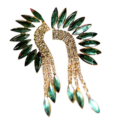 Xuanhemen 1 Pair Women Wing Tassel Rhinestone Earrings Elegant Girl Long Drop Ear Rings Lady Jewelry for Wedding Party