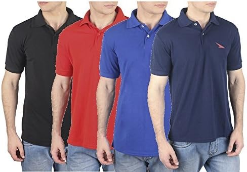 PRO Lapes Men's Polo Neck T-Shirts Set Of 4 Large Black
